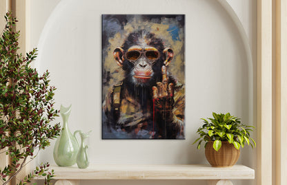 Monkey Middle Finger Canvas Print